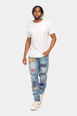 Bandana Paisley Rip And Repair Denim Jeans -Victorious DL1381 IND 5