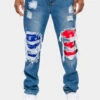 Bandana Distressed Blowout Loose Fit Denim Jeans -Victorious DL1387 IND 1