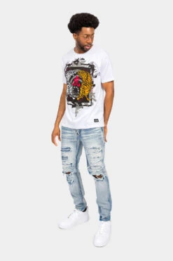 Distressed Diamond Denim Jeans -Victorious DL1396 LTI 5