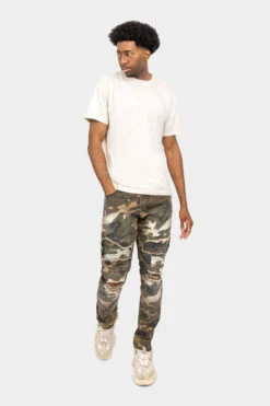 Distressed Biker Camo Jeans -Victorious DL1408 OCM 5