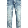Men's Denim Cross Patched Washed Denim Jeans -Victorious DL1461 IND 1