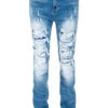 Men's Stacked Fit Distressed Denim Jeans -Victorious DL1482 INDIGO 1