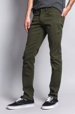 Men's Essential Skinny Fit Colored Jeans (Olive) 14 Men's Essential Skinny Fit Colored Jeans (Olive) -Victorious DL937 OLV 2