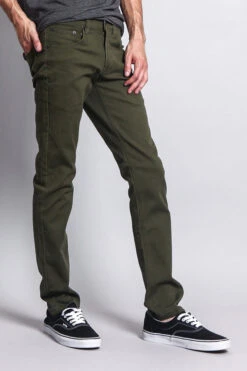 Men's Essential Skinny Fit Colored Jeans (Olive) 16 Men's Essential Skinny Fit Colored Jeans (Olive) -Victorious DL937 OLV 4
