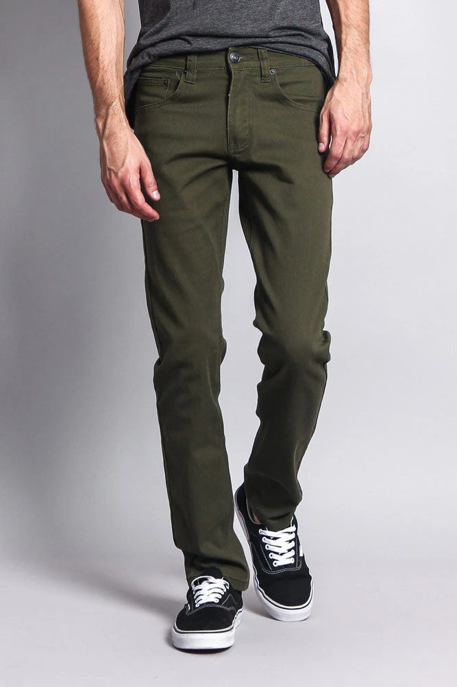 Men's Essential Skinny Fit Colored Jeans (Olive) 10 Men's Essential Skinny Fit Colored Jeans (Olive) - Image 8