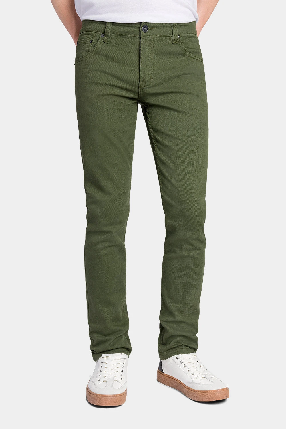 Men's Essential Skinny Fit Colored Jeans (Olive) 3 Men's Essential Skinny Fit Colored Jeans (Olive)