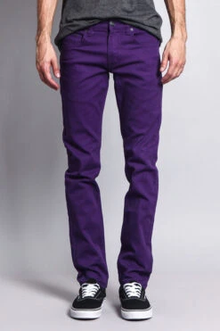Men's Essential Skinny Fit Colored Jeans (Purple) 13 Men's Essential Skinny Fit Colored Jeans (Purple) -Victorious DL937 PUR 1