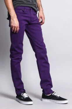 Men's Essential Skinny Fit Colored Jeans (Purple) 16 Men's Essential Skinny Fit Colored Jeans (Purple) -Victorious DL937 PUR 4