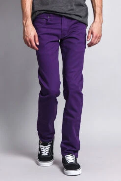 Men's Essential Skinny Fit Colored Jeans (Purple) 17 Men's Essential Skinny Fit Colored Jeans (Purple) -Victorious DL937 PUR 5