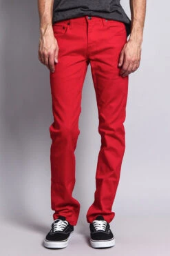 Men's Essential Skinny Fit Colored Jeans (Red) -Victorious DL937 RED 1