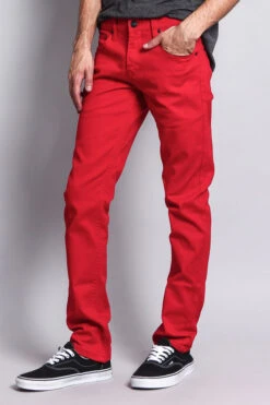 Men's Essential Skinny Fit Colored Jeans (Red) -Victorious DL937 RED 2