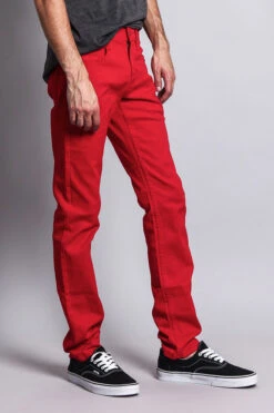Men's Essential Skinny Fit Colored Jeans (Red) -Victorious DL937 RED 4
