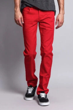Men's Essential Skinny Fit Colored Jeans (Red) -Victorious DL937 RED 5