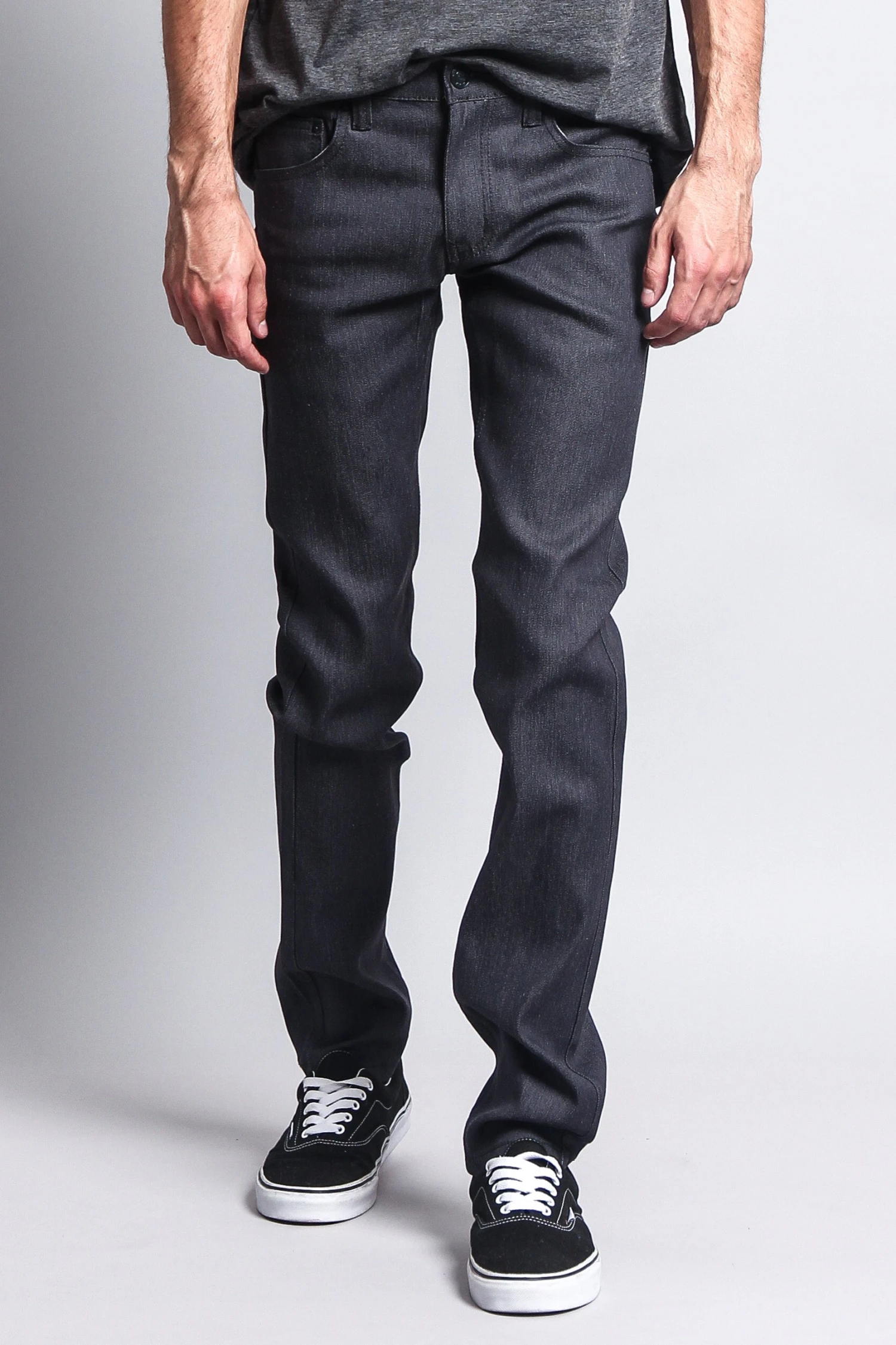 Men's Skinny Fit Raw Denim Jeans (Charcoal) 7 Men's Skinny Fit Raw Denim Jeans (Charcoal) - Image 5