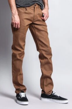 Men's Skinny Fit Raw Denim Jeans (Wheat) -Victorious DL938 WHE 4