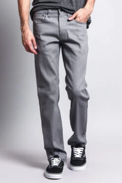 Men's Slim Fit Raw Denim Jeans (Grey) -Victorious DL980 GRY 5