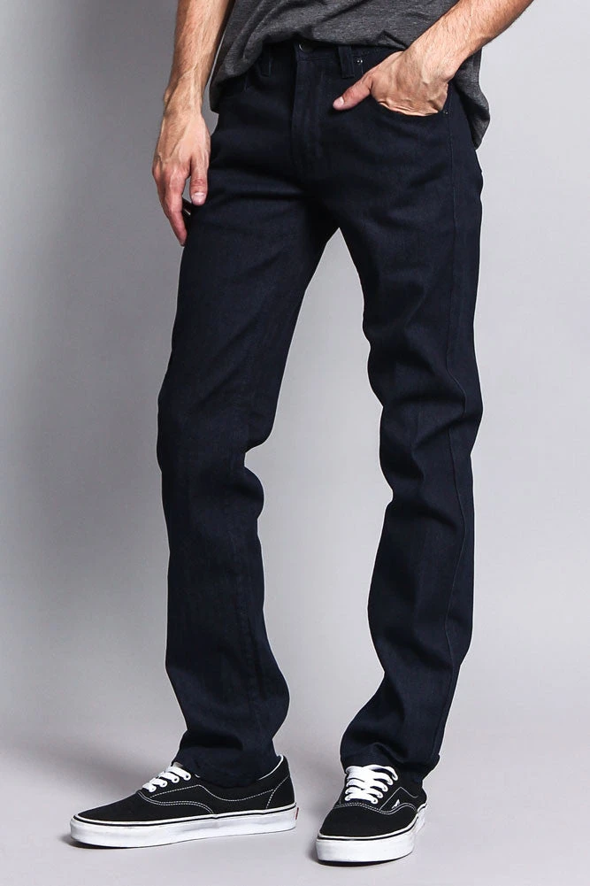 Men's Slim Fit Raw Denim Jeans (Indigo) 4 Men's Slim Fit Raw Denim Jeans (Indigo) - Image 2