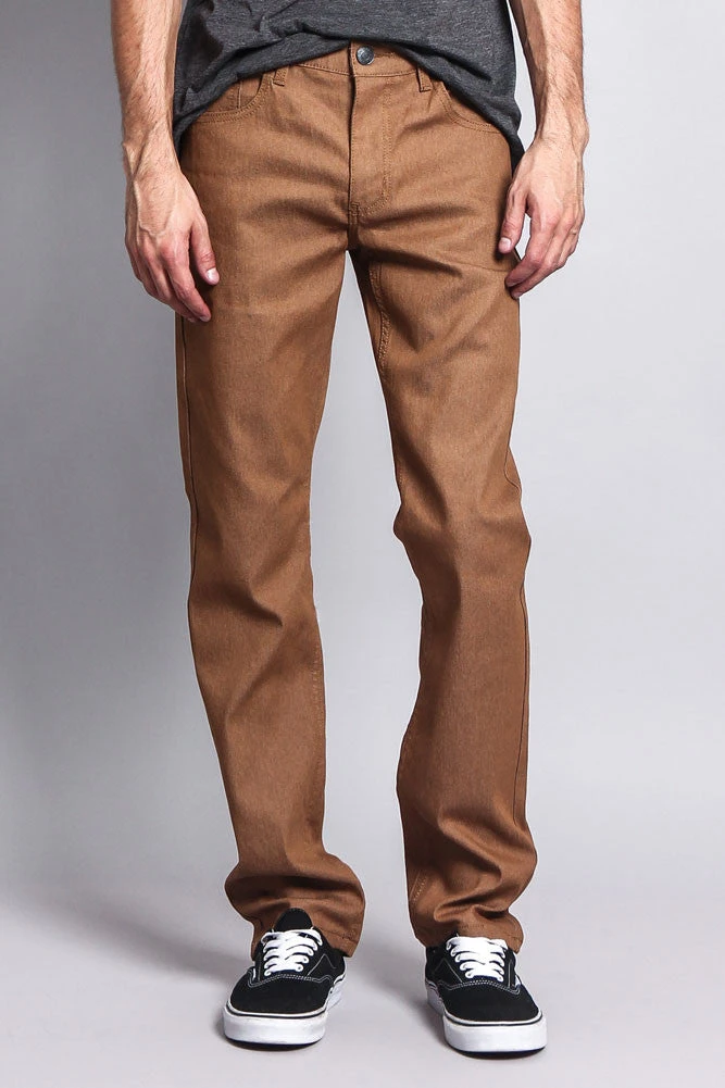 Men's Slim Fit Raw Denim Jeans (Wheat) 3 Men's Slim Fit Raw Denim Jeans (Wheat)