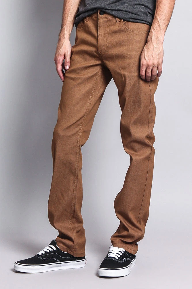 Men's Slim Fit Raw Denim Jeans (Wheat) 4 Men's Slim Fit Raw Denim Jeans (Wheat) - Image 2