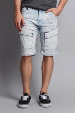 Special Wash Front Cargo Pocket Denim Shorts -Victorious DS2016 ICE 1
