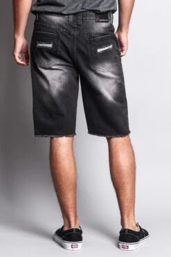 Men's Faded Distressed Shorts -Victorious DS751 BLK 3