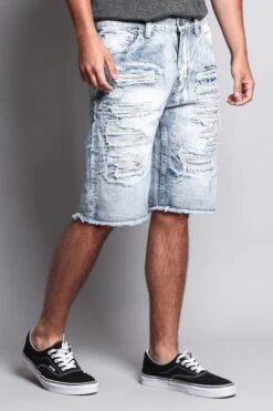 Men's Faded Distressed Shorts -Victorious DS751 ICE 4