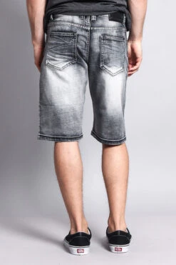 Patch Denim Shorts 15 Patch Denim Shorts -Victorious DS762 BLK 3