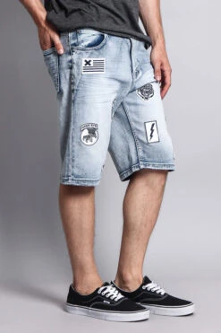 Patch Denim Shorts 20 Patch Denim Shorts -Victorious DS762 ICE 4
