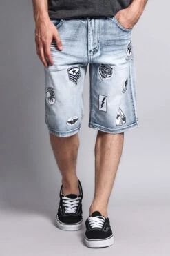 Patch Denim Shorts 21 Patch Denim Shorts -Victorious DS762 ICE 5