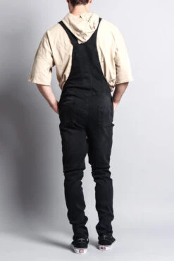 Men's Distressed Denim Overalls -Victorious FR105 BLK 4