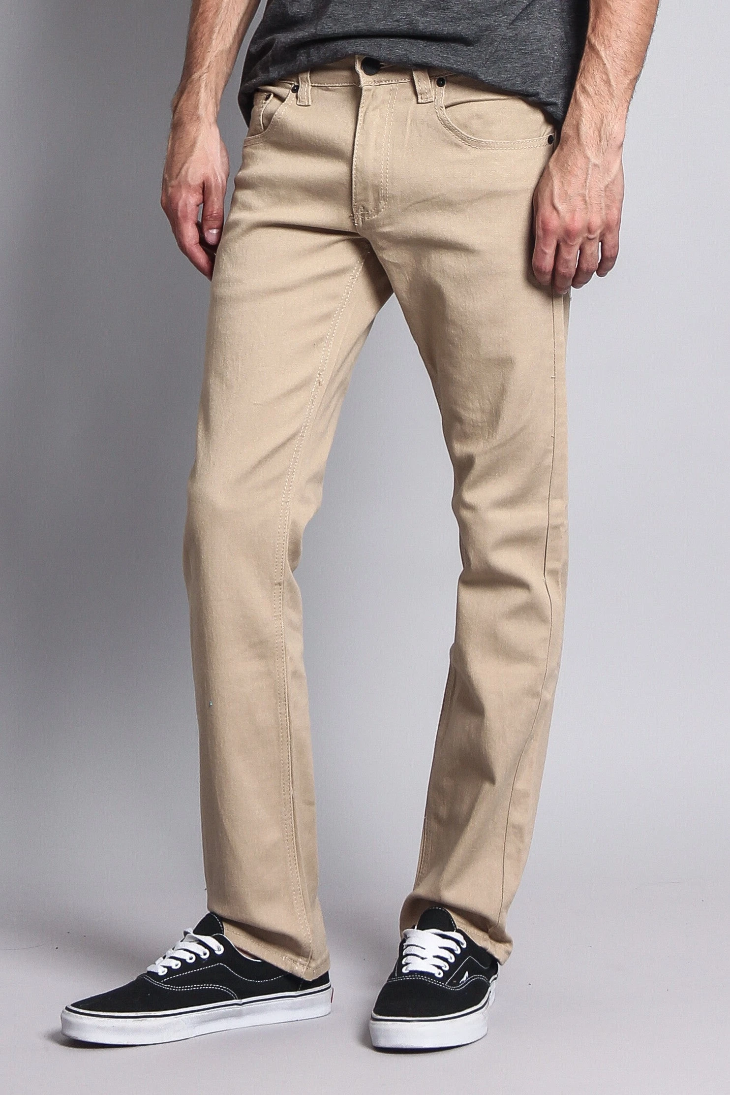 Men's Slim Fit Colored Jeans (Khaki) 4 Men's Slim Fit Colored Jeans (Khaki) - Image 2