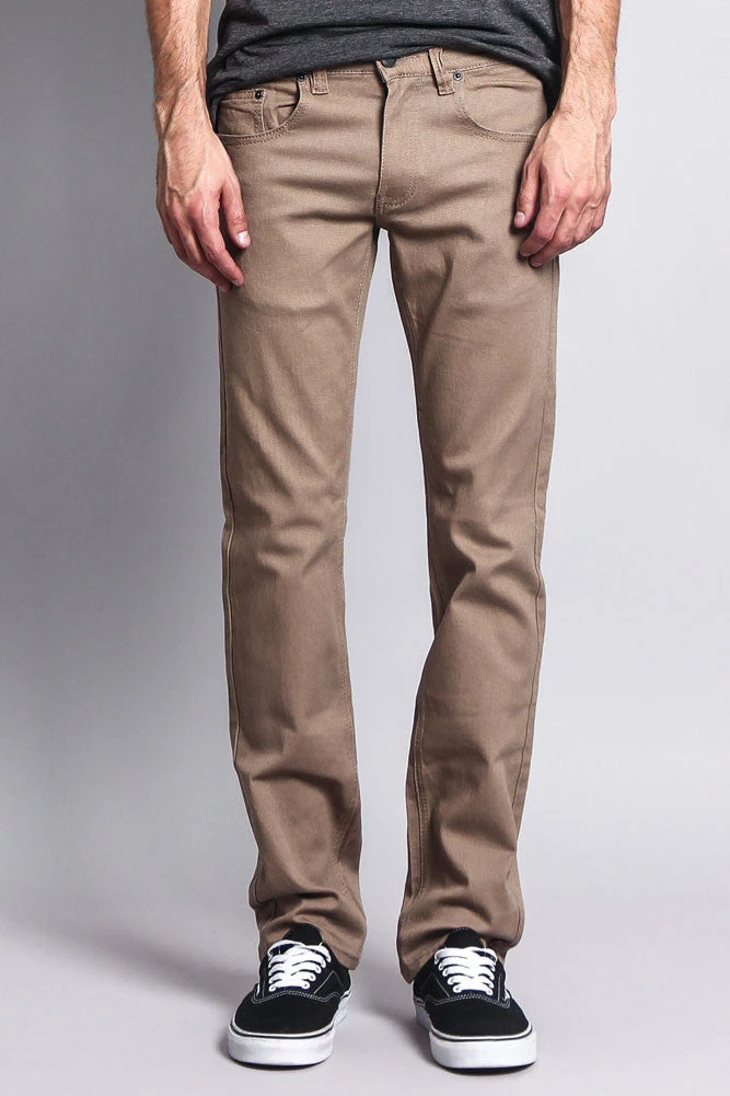 Men's Slim Fit Colored Jeans (Taupe) 3 Men's Slim Fit Colored Jeans (Taupe)