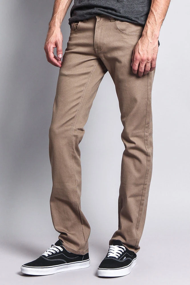 Men's Slim Fit Colored Jeans (Taupe) 4 Men's Slim Fit Colored Jeans (Taupe) - Image 2