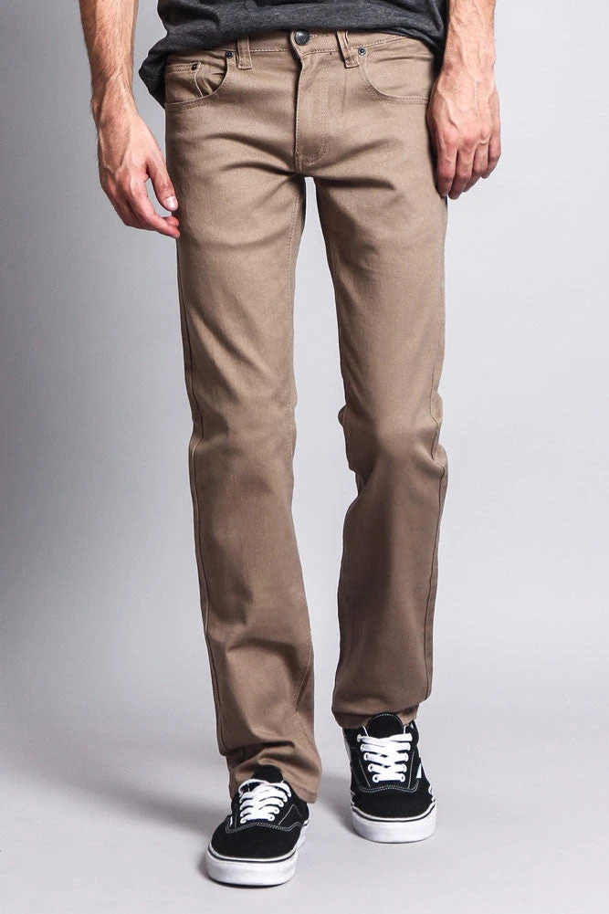 Men's Slim Fit Colored Jeans (Taupe) 7 Men's Slim Fit Colored Jeans (Taupe) - Image 5