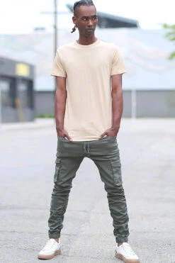 Bungee Scrunched Cargo Joggers -Victorious JG807 OLV 1