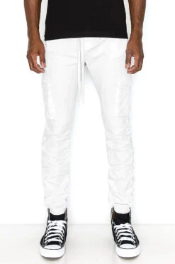Bungee Scrunched Cargo Joggers -Victorious JG807 WHT 1