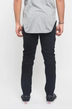 Acid Wash Biker Denim Jogger Pants -Victorious JG873 BLK 3