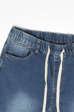 Acid Wash Biker Denim Jogger Pants -Victorious JG873 DKI 6