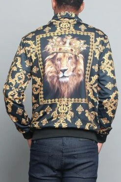 Jeweled Lion King Zip Up Track Jacket -Victorious JK5001 BLK 3 53b03c59 5b3f 41c7 a454 a18c02dbf0ed
