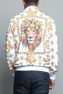 Jeweled Lion King Zip Up Track Jacket -Victorious JK5001 WHT 3 79b0448e 7572 44ac a0e9 339875a96b68