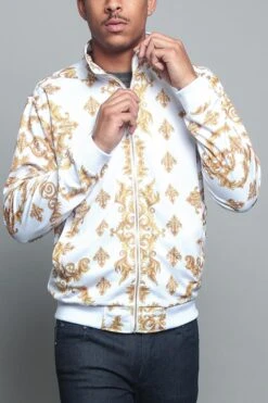 Jeweled Lion King Zip Up Track Jacket -Victorious JK5001 WHT 5 1f10aacc 3e08 4466 8eb9 001b885fa844