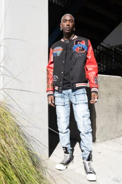 Patched Good Vibes Varsity Jacket -Victorious JK5071 BLK 4