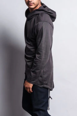 Long Length Fishtail Pullover Hoodie -Victorious JK700 DGY 2