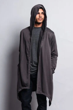 Long Length Drape Cape Cardigan Hoodie -Victorious JK701 DGY 5