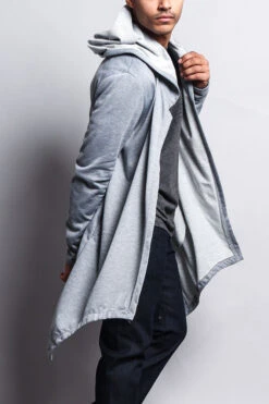 Long Length Drape Cape Cardigan Hoodie -Victorious JK701 GRY 2
