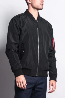 Men's Lightweight Bomber Flight Jacket -Victorious JK704 BLK 5 1b146a47 d709 4874 8481 3bc34fa08353