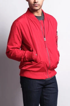 Men's Lightweight Bomber Flight Jacket -Victorious JK704 RED 4