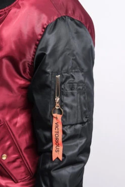 Contrast Sleeve Long Length MA-1 Bomber Jacket -Victorious JK718 BBL 6
