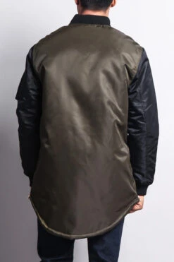 Contrast Sleeve Long Length MA-1 Bomber Jacket -Victorious JK718 OLB 3