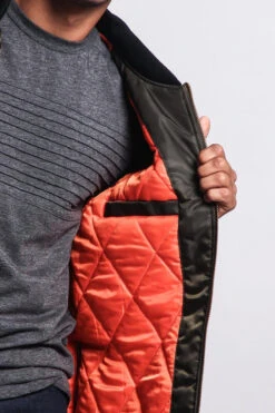 Contrast Sleeve Long Length MA-1 Bomber Jacket -Victorious JK718 OLB 4